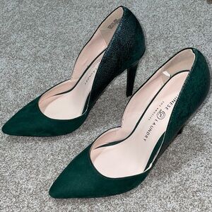 Chinese Laundry Green Stiletto Heels Elegant Suede Pumps